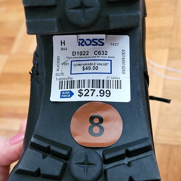 NWT Black Lace Up Boots with Zipper and Decorative Strap - 3 Inch Heels - Picture 11 of 13